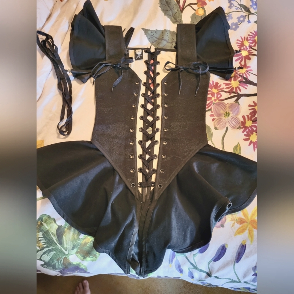 Moresca Black Renaissance Festival Bodice Overbust Corset Size Small